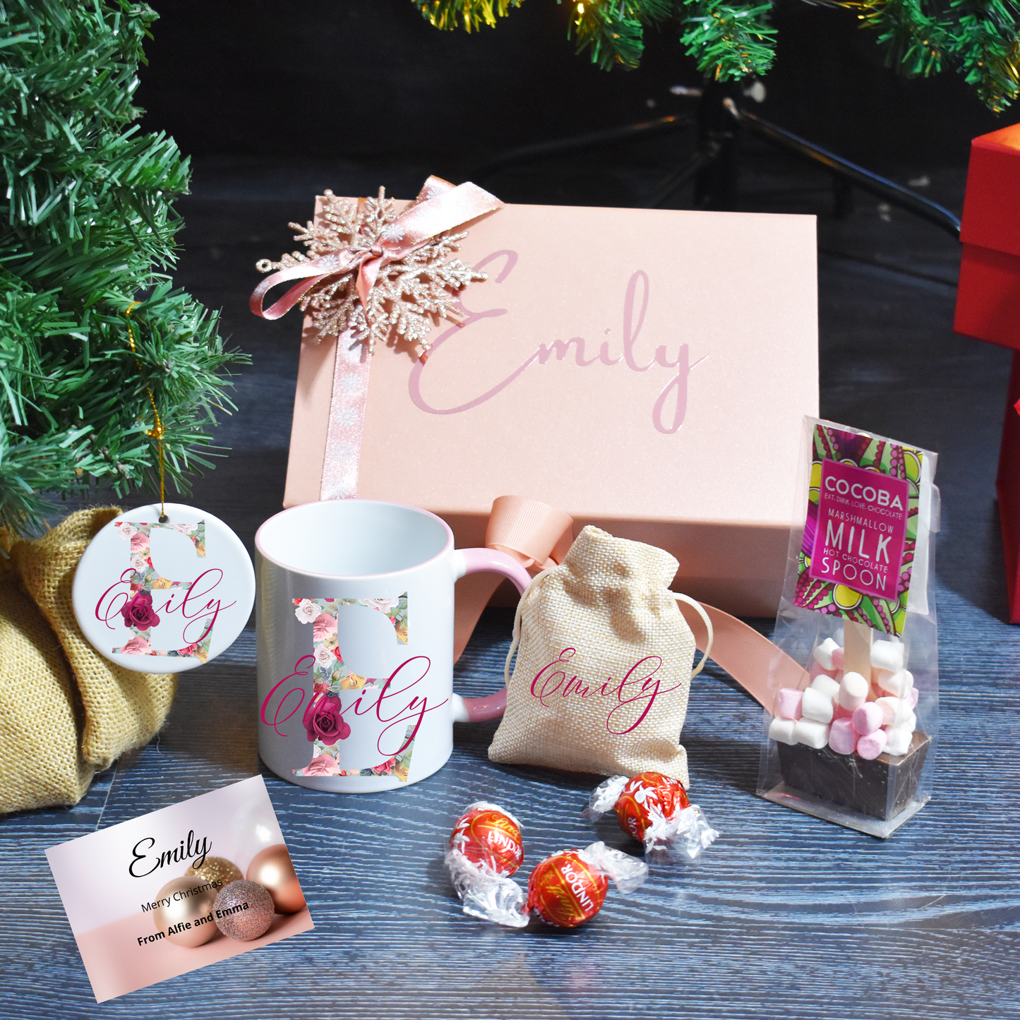 Personalised Christmas Gift Box for Special Daughter, Personalised Rose Gold gift Set - Bijoux Lucy