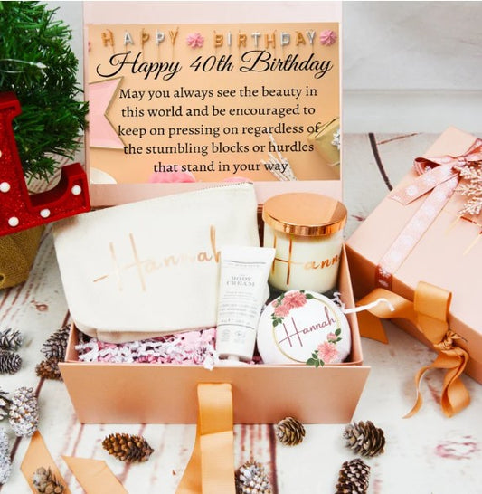 Custom 40th Birthday Gift Set, Age Gifts, Happy Birthday Gift for Her - Bijoux Lucy