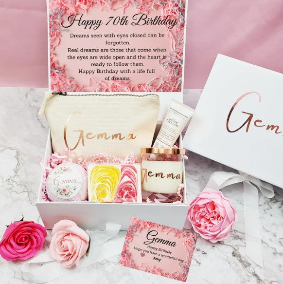 70th Birthday Gift Set, Age Gifts, Birthday Gifts for Her - Bijoux Lucy