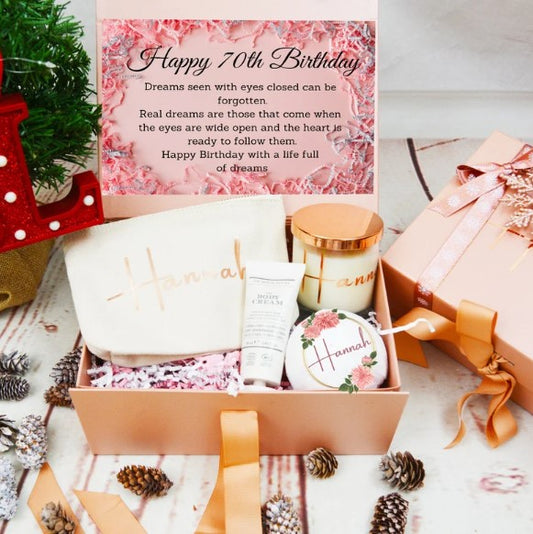 70th Birthday Gift Set, Age Gifts, Birthday Gifts for Her - Bijoux Lucy