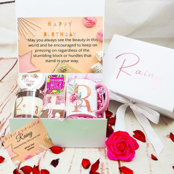Happy Birthday Gift Set with Personalised Mug - Bijoux Lucy