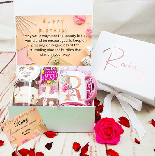 Happy Birthday Gift Set with Personalised Mug - Bijoux Lucy