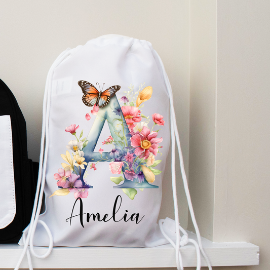 Floral Drawstring Bag for Girls