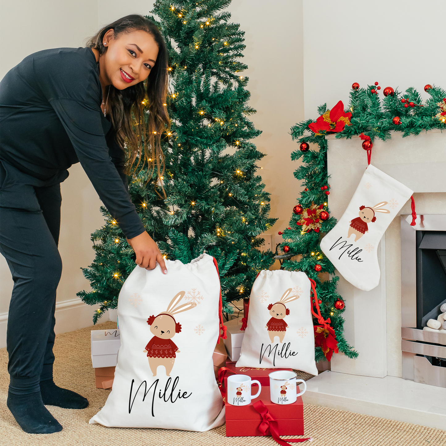 Custom Christmas Bunny Stocking