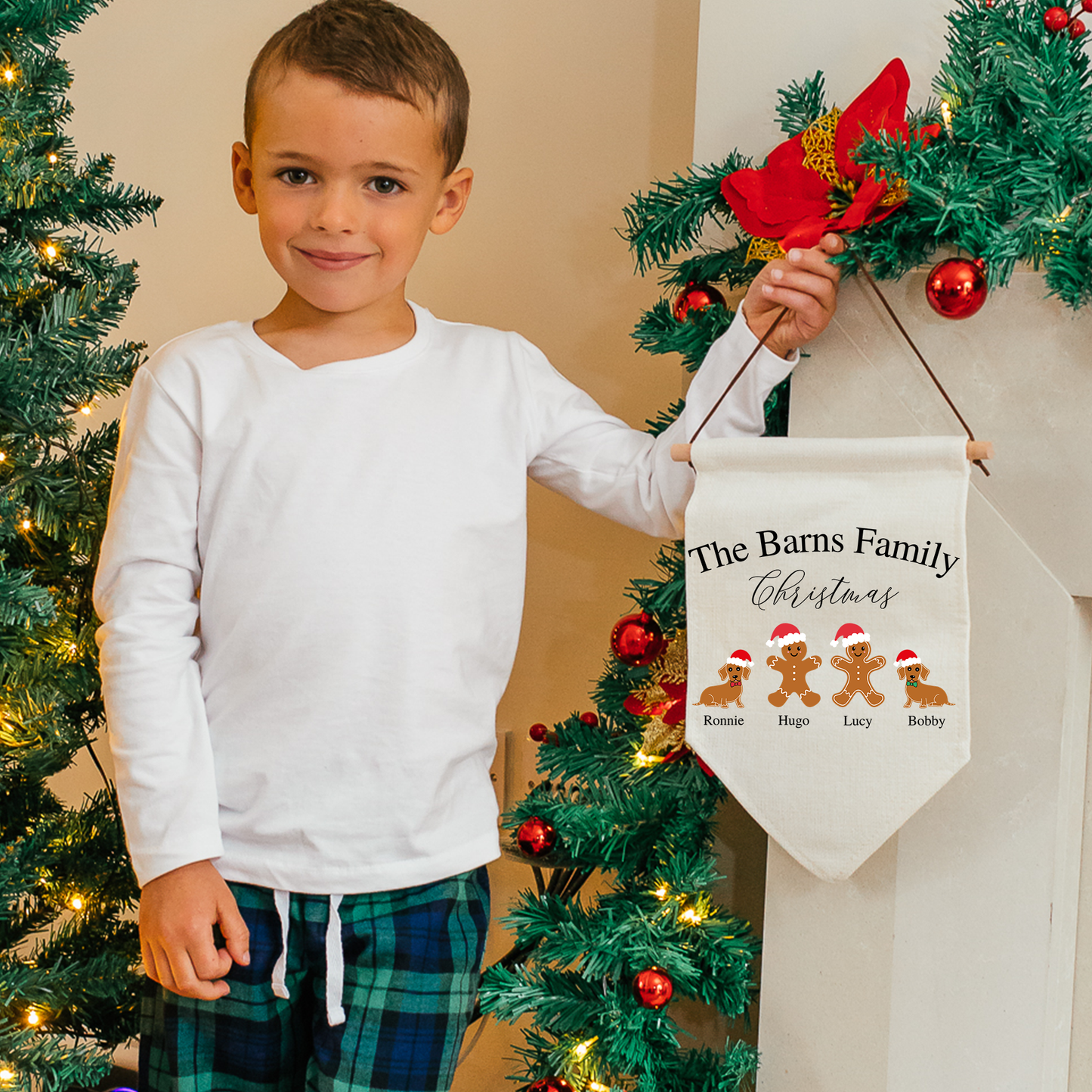 Personalised Family Christmas Flag