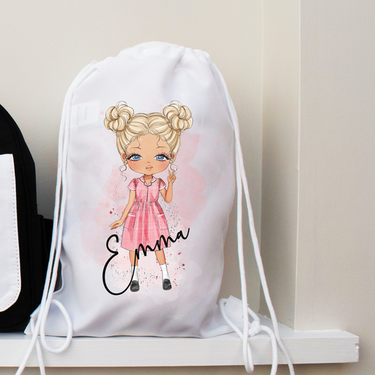 Personalised Drawstring Bag for Girls - Bijoux Lucy