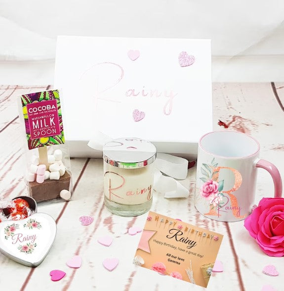 Happy Birthday Gift Set with Personalised Mug - Bijoux Lucy