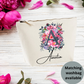 Personalised Grey Initial Floral Tote Bag,Custom gift, Gift for her,Personalised name gift for Daughter or Sister - Bijoux Lucy