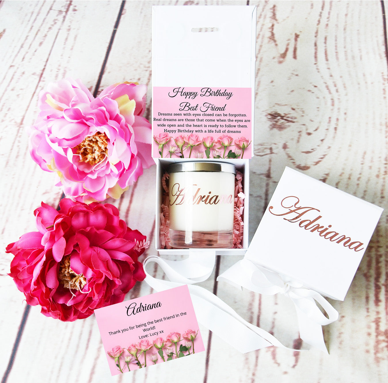 Birthday Gift for Best Friend. Personalised Candle Gift. Thoughtful Custom Candle. Gift Box with Ribbon. - Bijoux Lucy