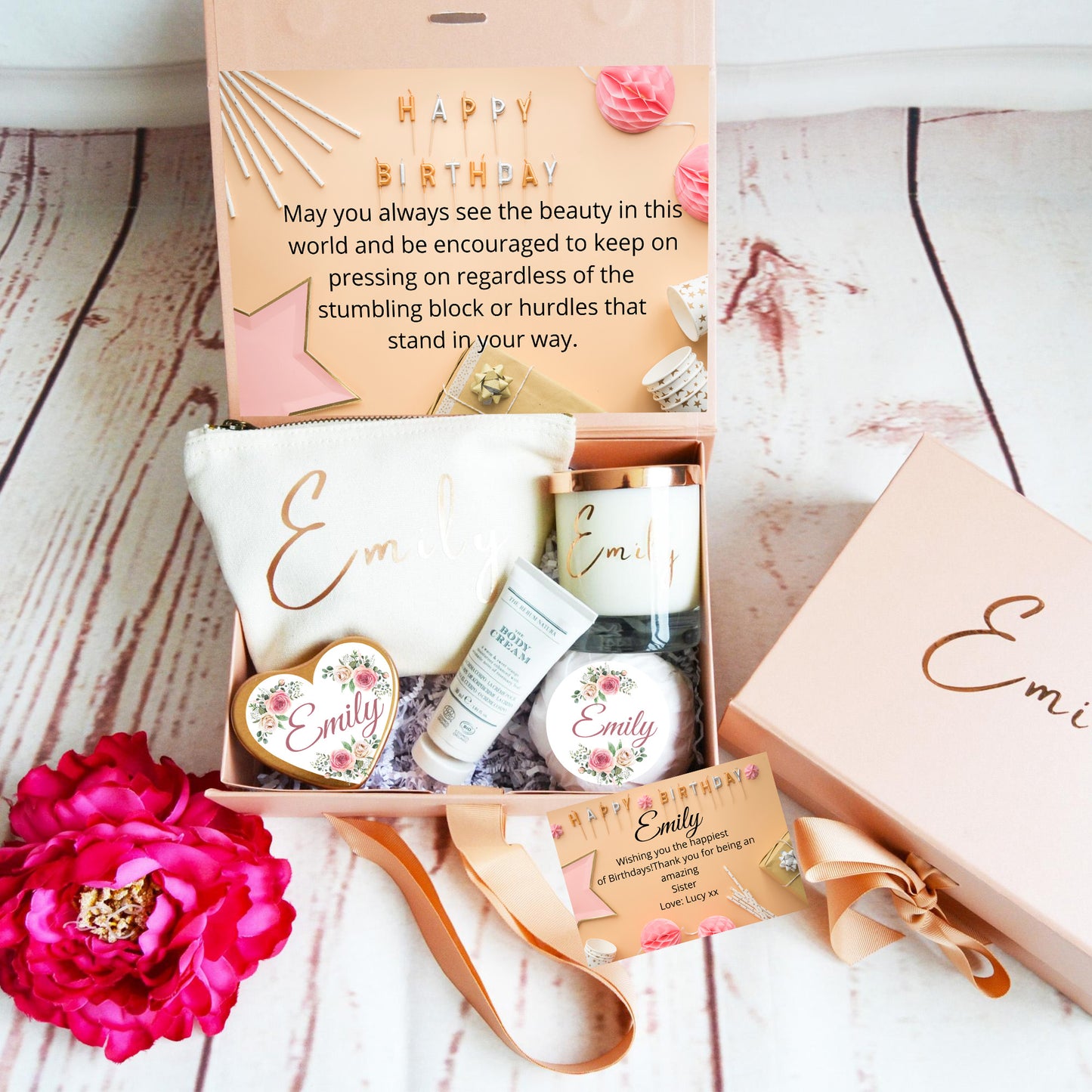 Happy Birthday Gift Box, Personalised Gift Box, Happy Birthday Gift, Birthday Gift For Her, Candle Gift Set, Gift Set For Her, Gift Set - Bijoux Lucy