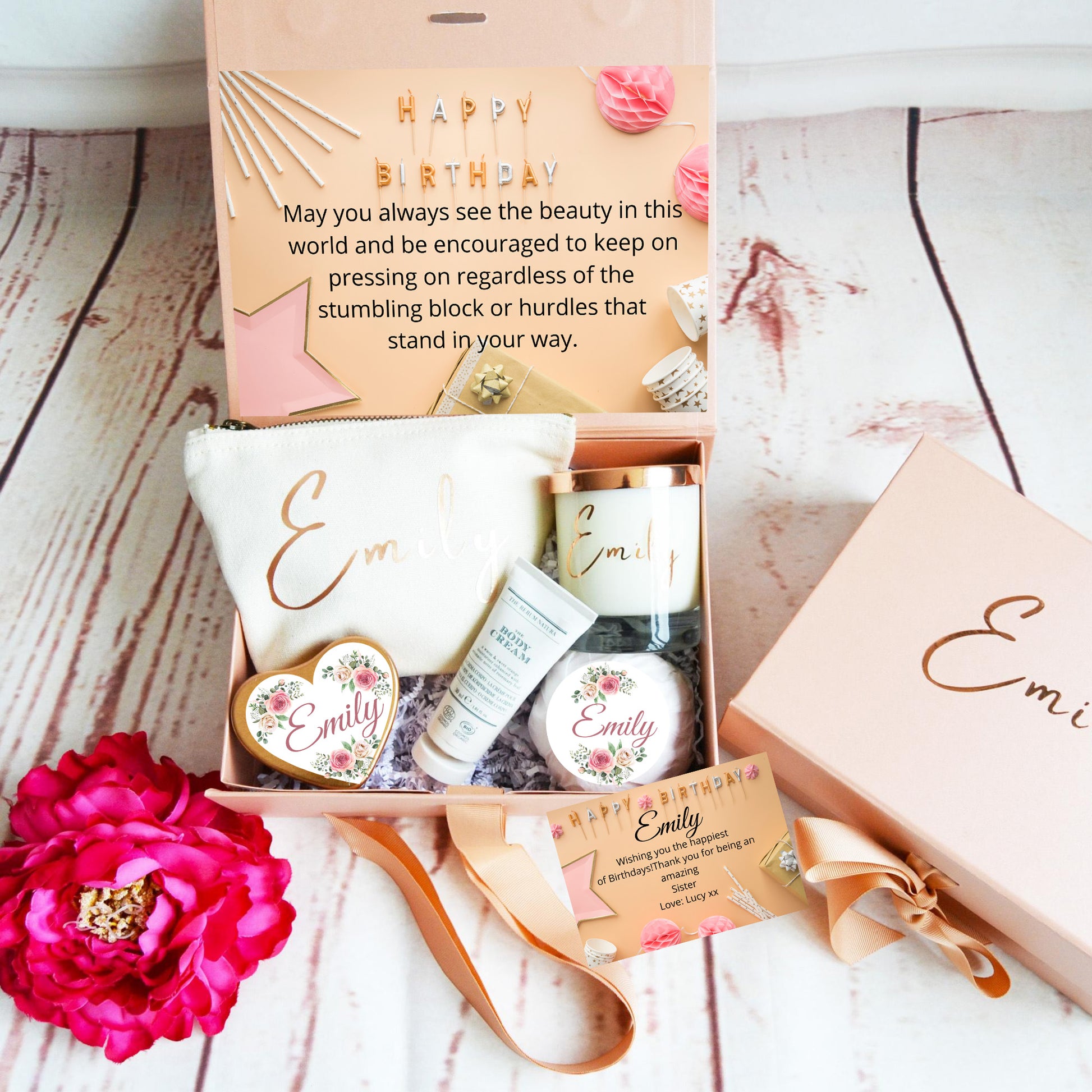 Happy Birthday Gift Box, Personalised Gift Box, Happy Birthday Gift, Birthday Gift For Her, Candle Gift Set, Gift Set For Her, Gift Set - Bijoux Lucy