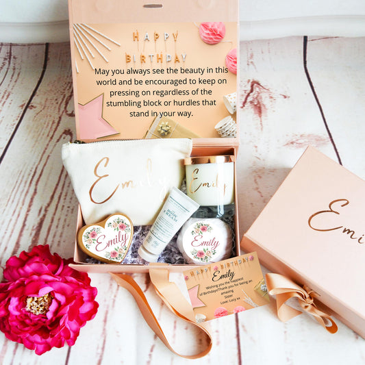 Happy Birthday Gift Box, Personalised Gift Box, Happy Birthday Gift, Birthday Gift For Her, Candle Gift Set, Gift Set For Her, Gift Set - Bijoux Lucy