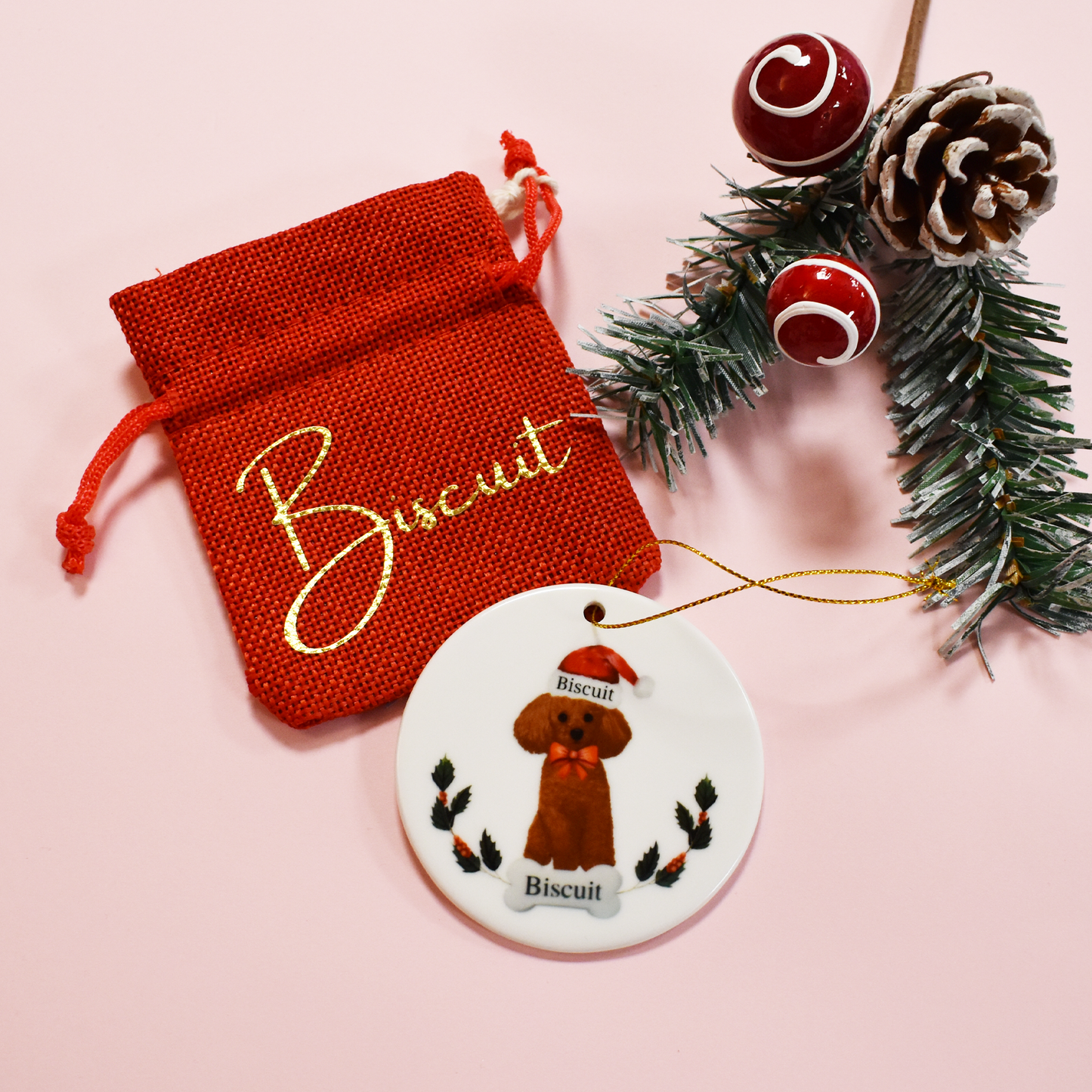 Puppies first Christmas Ornament, Dog Christmas Ornament, Personalized dog ornament, Ceramic Christmas Ornament - Bijoux Lucy