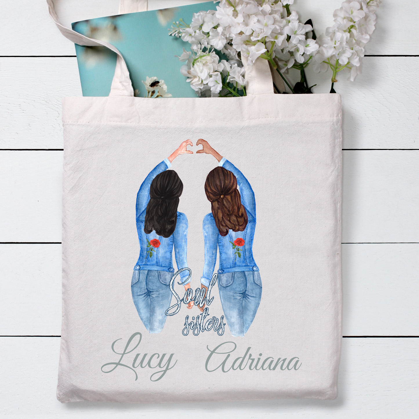 Personalised Sister Tote Bag. Best Friend Tote Bag, Soul Sisters - Bijoux Lucy