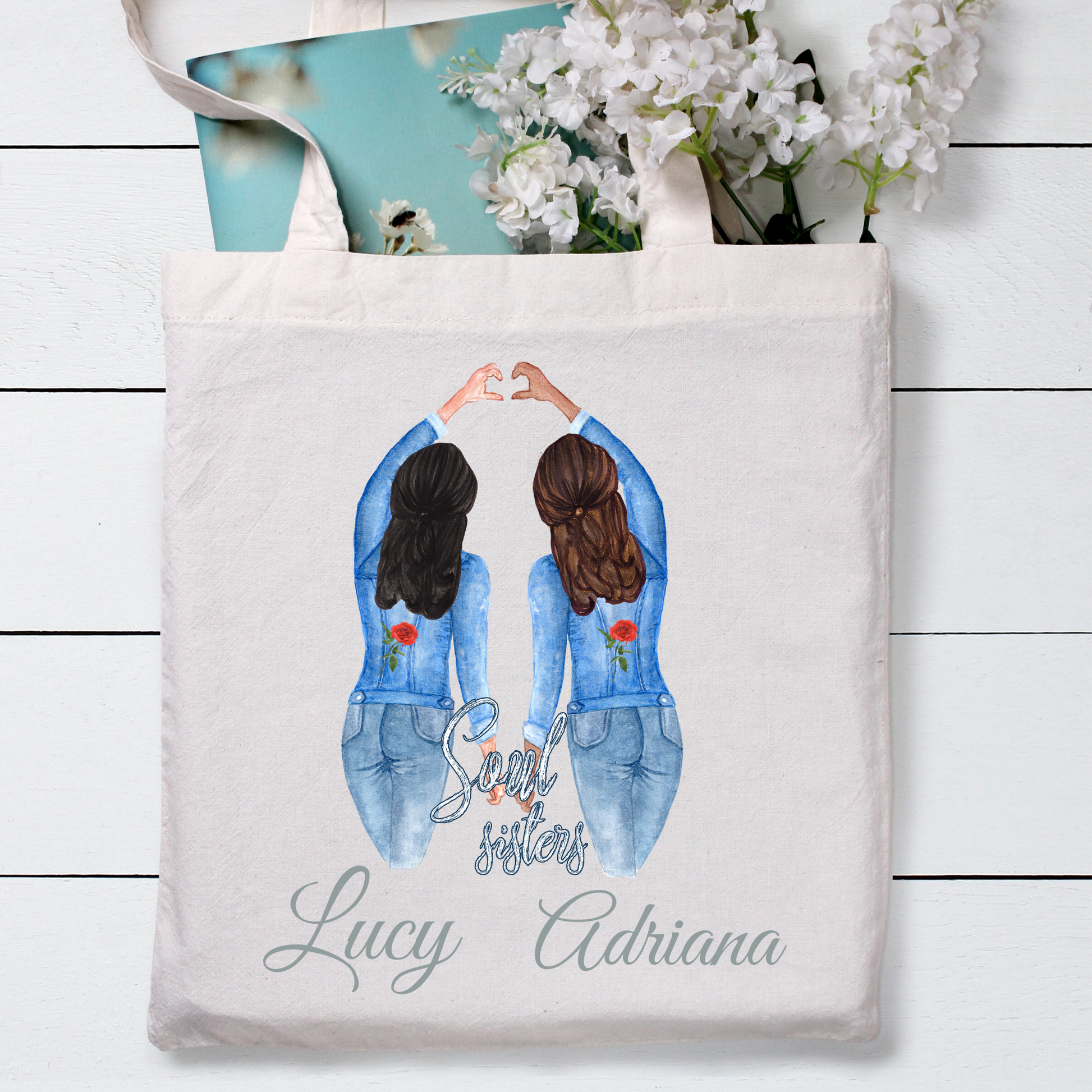 Personalised Sister Tote Bag. Best Friend Tote Bag, Soul Sisters - Bijoux Lucy