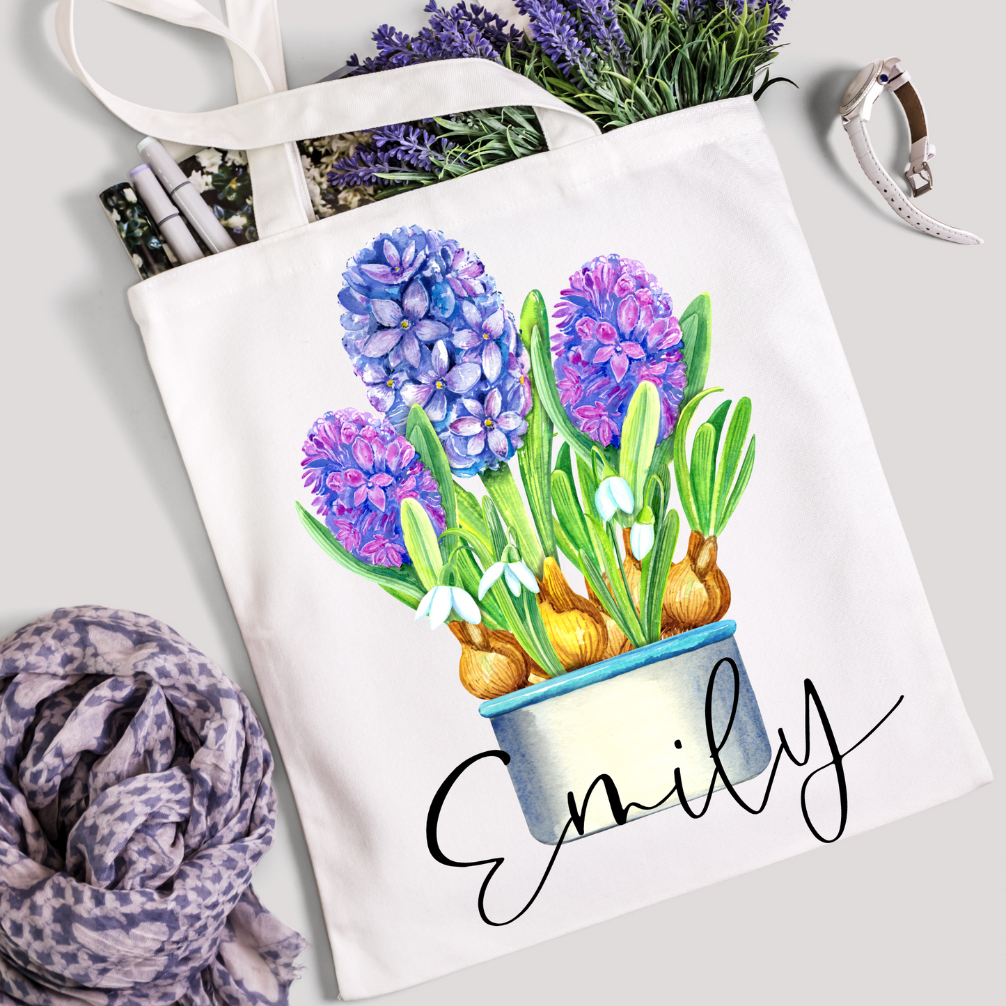 Hyacinth Print Tote Bag - Bijoux Lucy