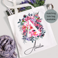 Personalised Initial Floral print Washbag, Medium size washbag for her, Perfect gift for her - Bijoux Lucy