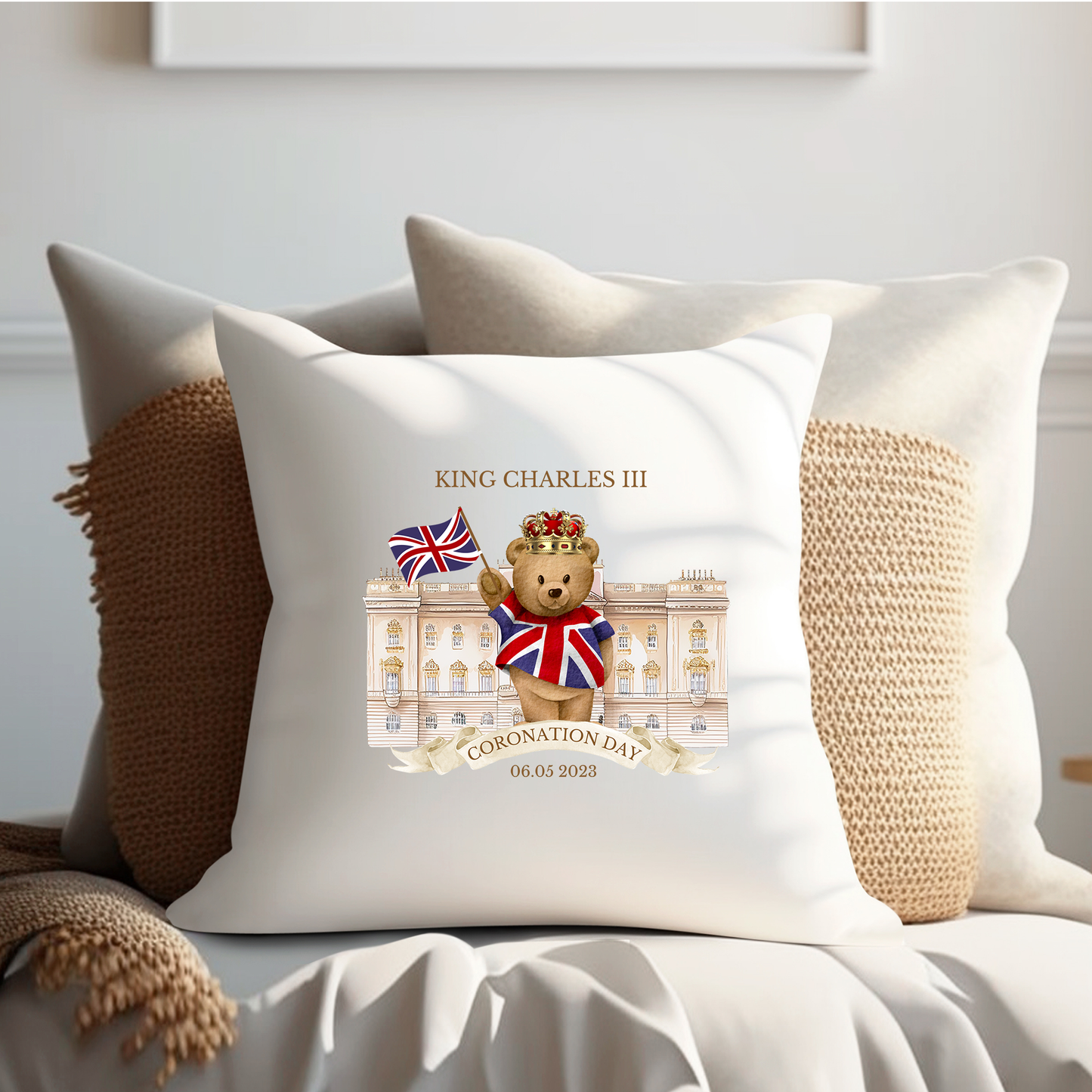 King Charles III Coronation Cushion, Limited Edition Pillow, Official Logo, Coronation 2023,Memorabilia - Bijoux Lucy