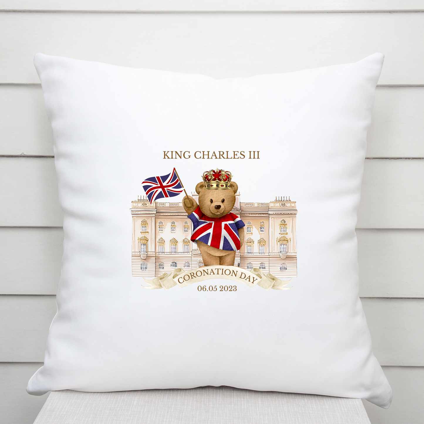 King Charles III Coronation Cushion, Limited Edition Pillow, Official Logo, Coronation 2023,Memorabilia - Bijoux Lucy