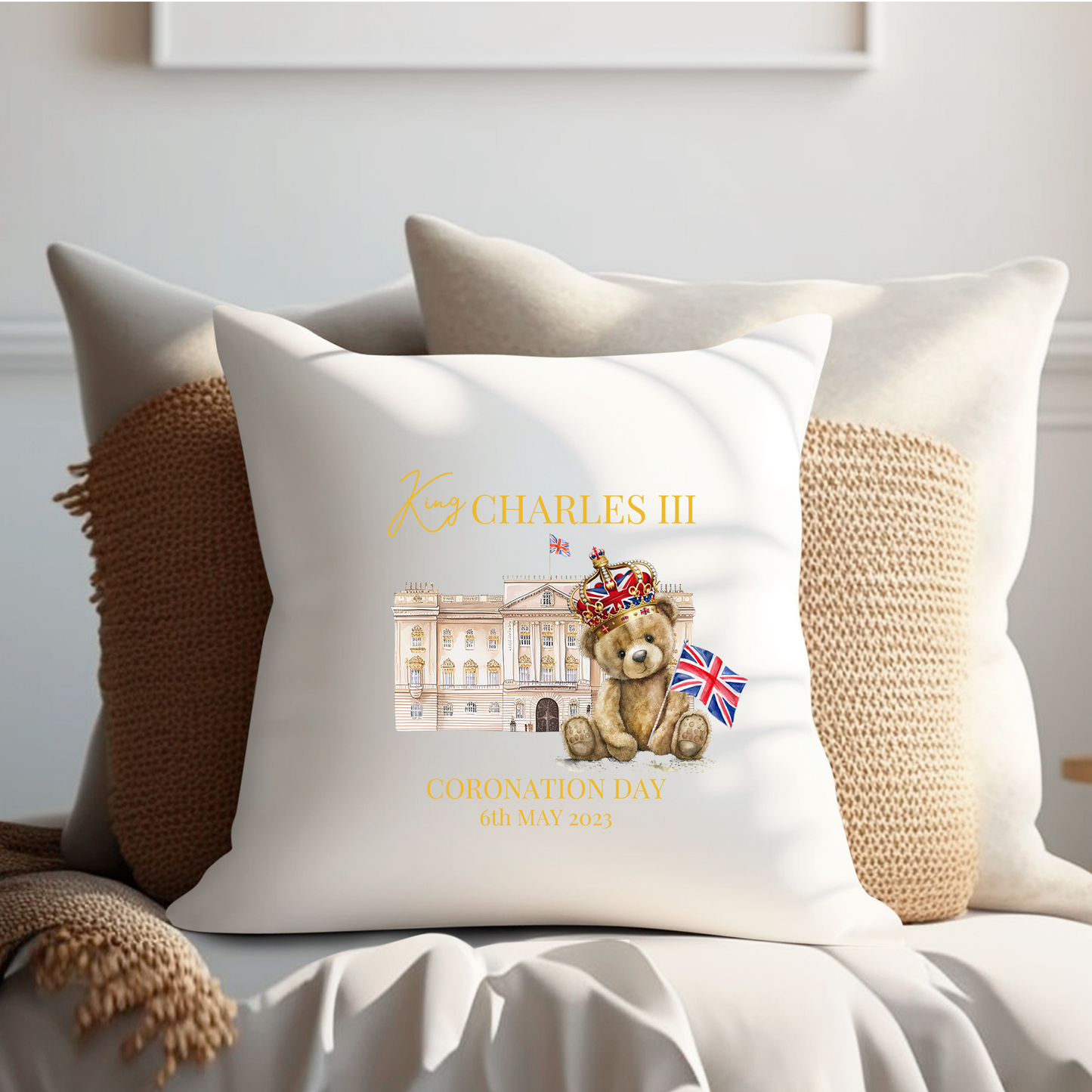 King Charles III Coronation Cushion, Limited Edition Pillow, Official Logo, Coronation 2023,Memorabilia - Bijoux Lucy