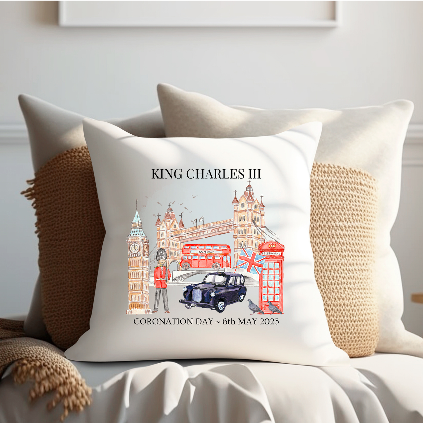 King Charles III Coronation Cushion, Limited Edition Pillow, Official Logo, Coronation 2023,Memorabilia - Bijoux Lucy