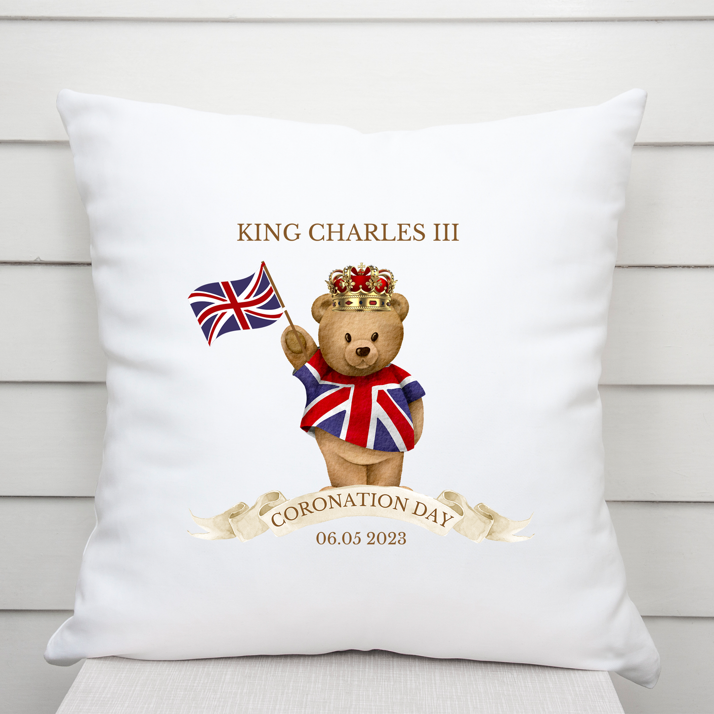 King Charles III Coronation Cushion, Limited Edition Pillow, Official Logo, Coronation 2023,Memorabilia - Bijoux Lucy