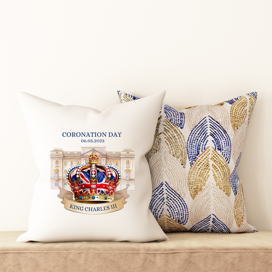 King Charles III Coronation Cushion, Limited Edition Pillow, Official Logo, Coronation 2023,Memorabilia - Bijoux Lucy