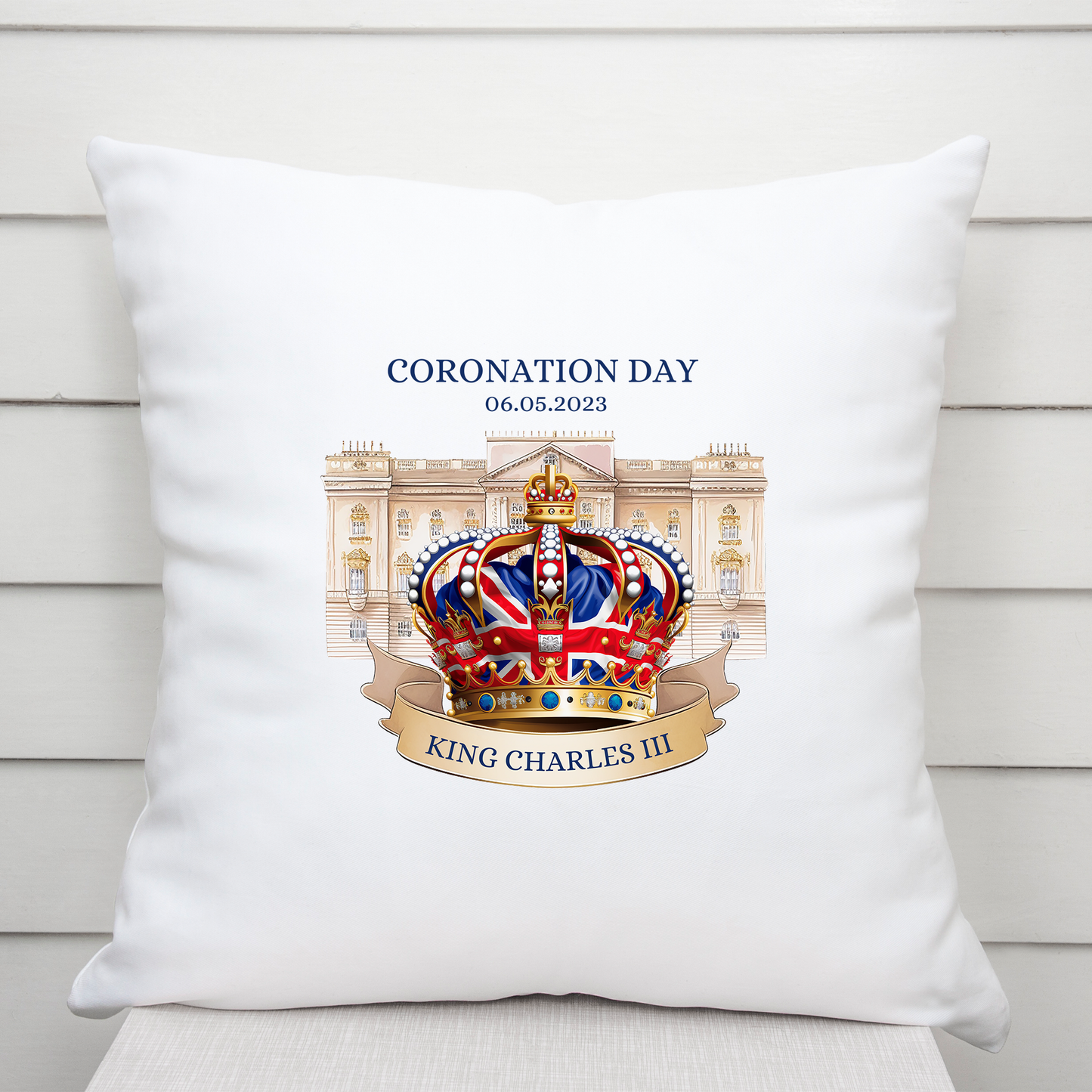 King Charles III Coronation Cushion, Limited Edition Pillow, Official Logo, Coronation 2023,Memorabilia - Bijoux Lucy