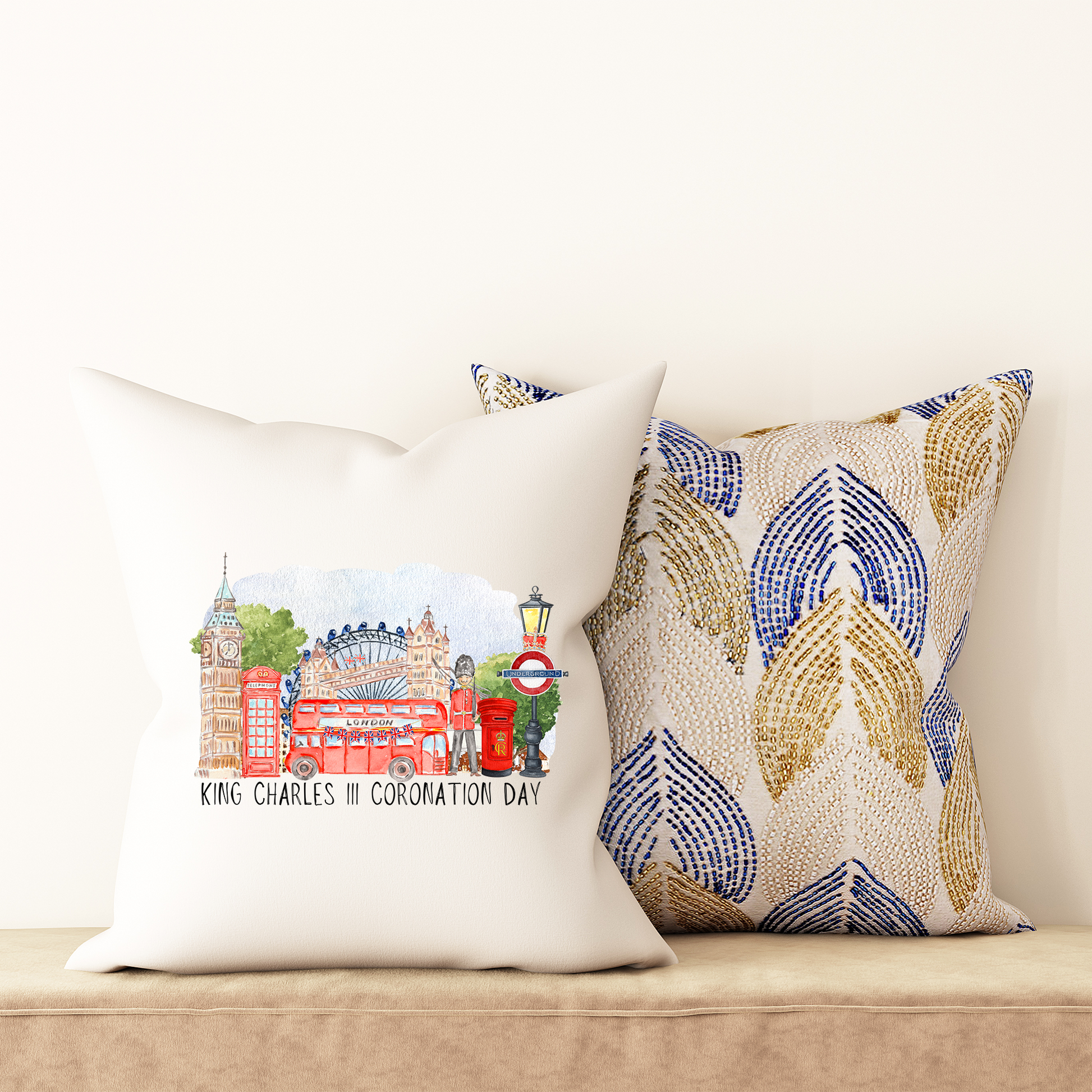 King Charles III Coronation Cushion, Limited Edition Pillow, Official Logo, Coronation 2023,Memorabilia - Bijoux Lucy