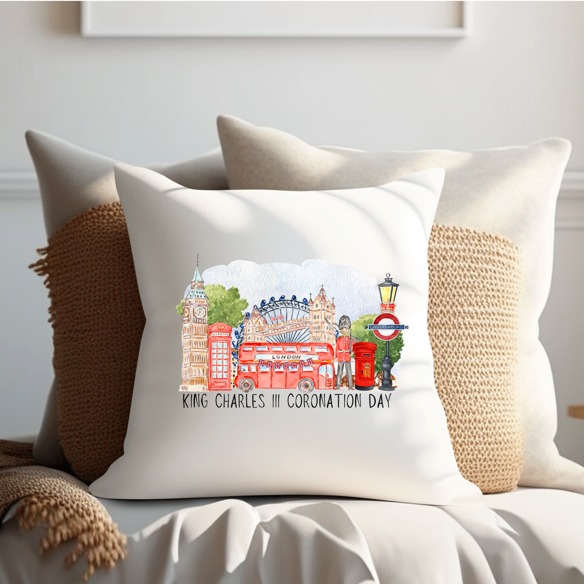 King Charles III Coronation Cushion, Limited Edition Pillow, Official Logo, Coronation 2023,Memorabilia - Bijoux Lucy