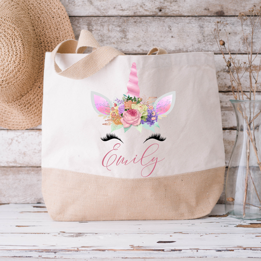 Personalised Large Unicorn Tote Bag, Large Shopper Bag - Bijoux Lucy