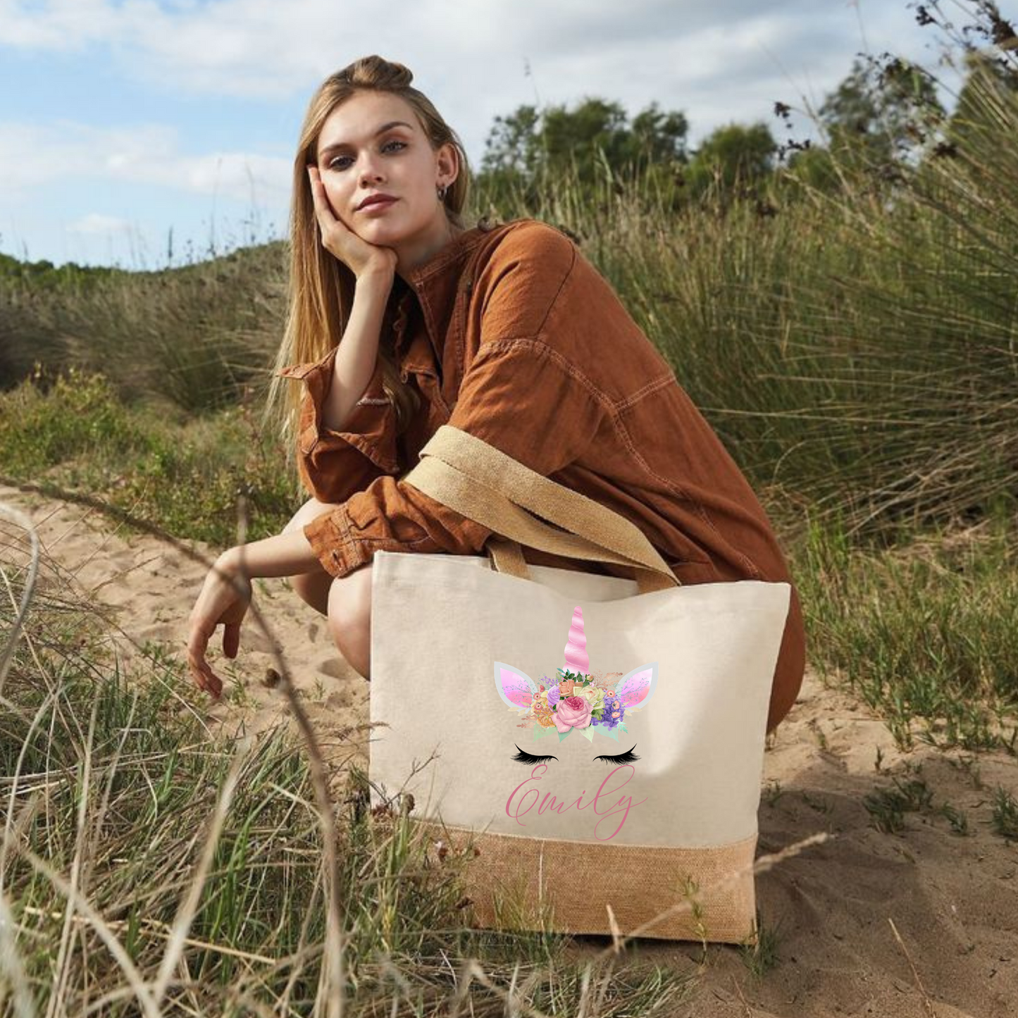 Personalised Large Unicorn Tote Bag, Large Shopper Bag - Bijoux Lucy