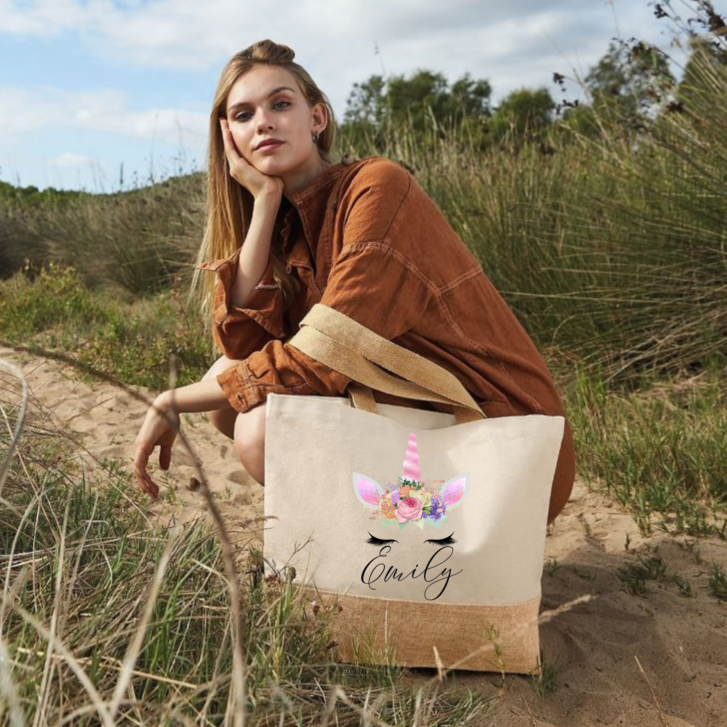 Personalised Large Unicorn Tote Bag, Large Shopper Bag - Bijoux Lucy