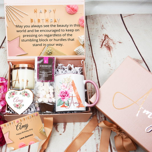 Happy Birthday Gift Set with Mug - Rose Gold Box - Bijoux Lucy