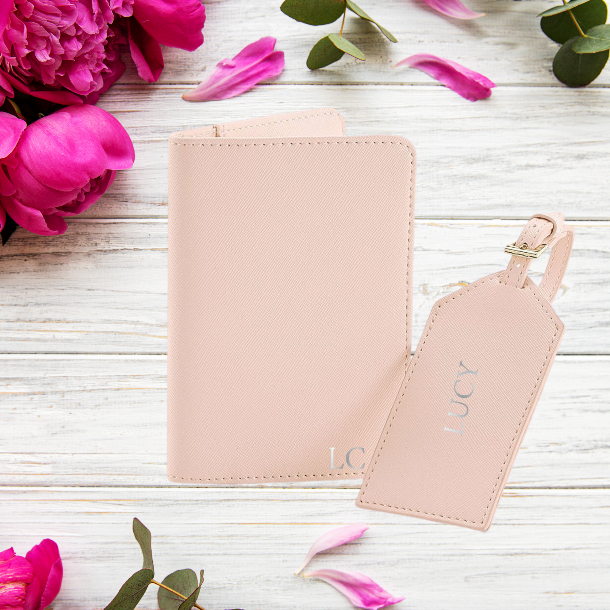 Personalised Travel Set, Personalised Luggage tag and passport wallet, Travel wallet set customised, Bridesmaid Gift - Bijoux Lucy