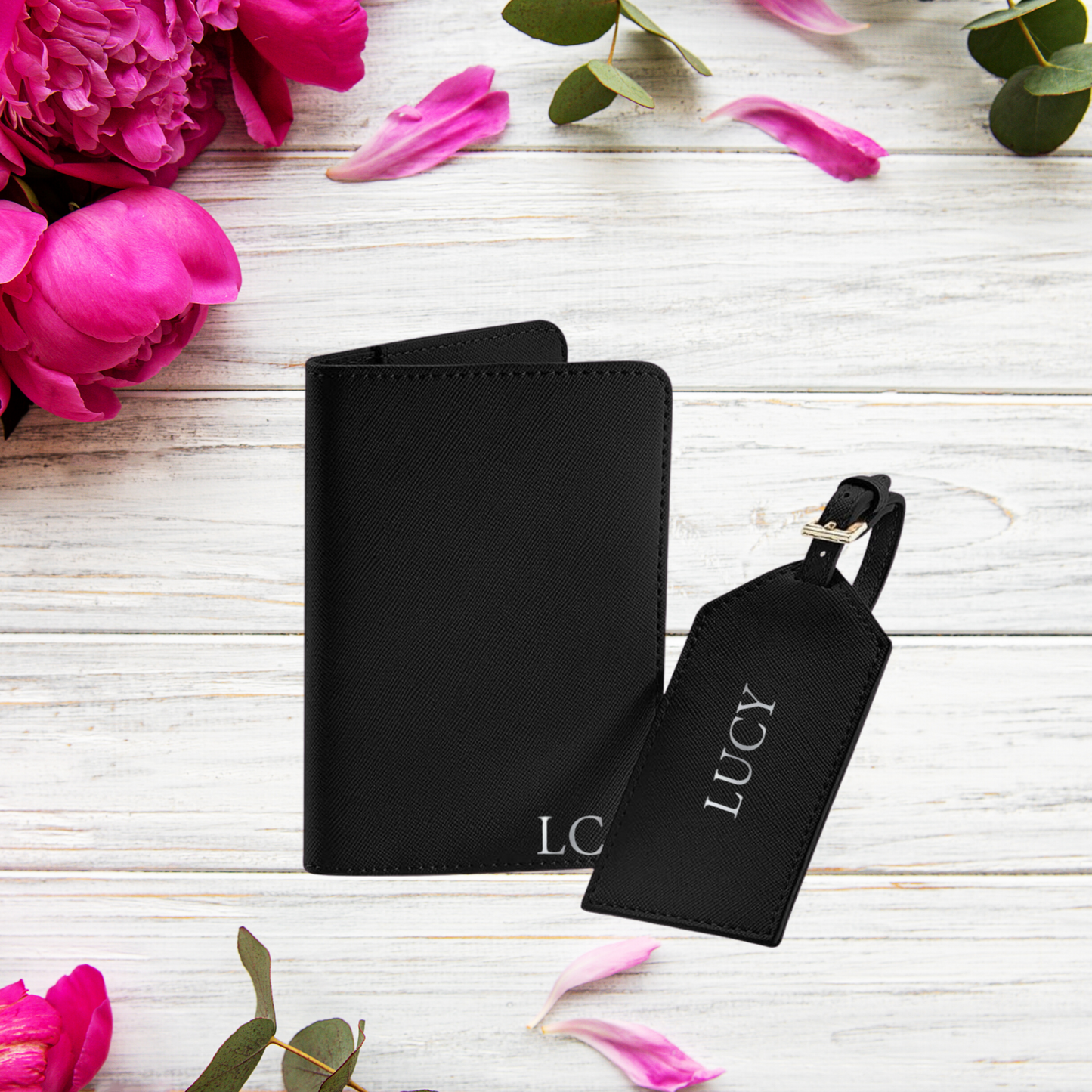 Personalised Travel Set, Personalised Luggage tag and passport wallet, Travel wallet set customised, Bridesmaid Gift - Bijoux Lucy