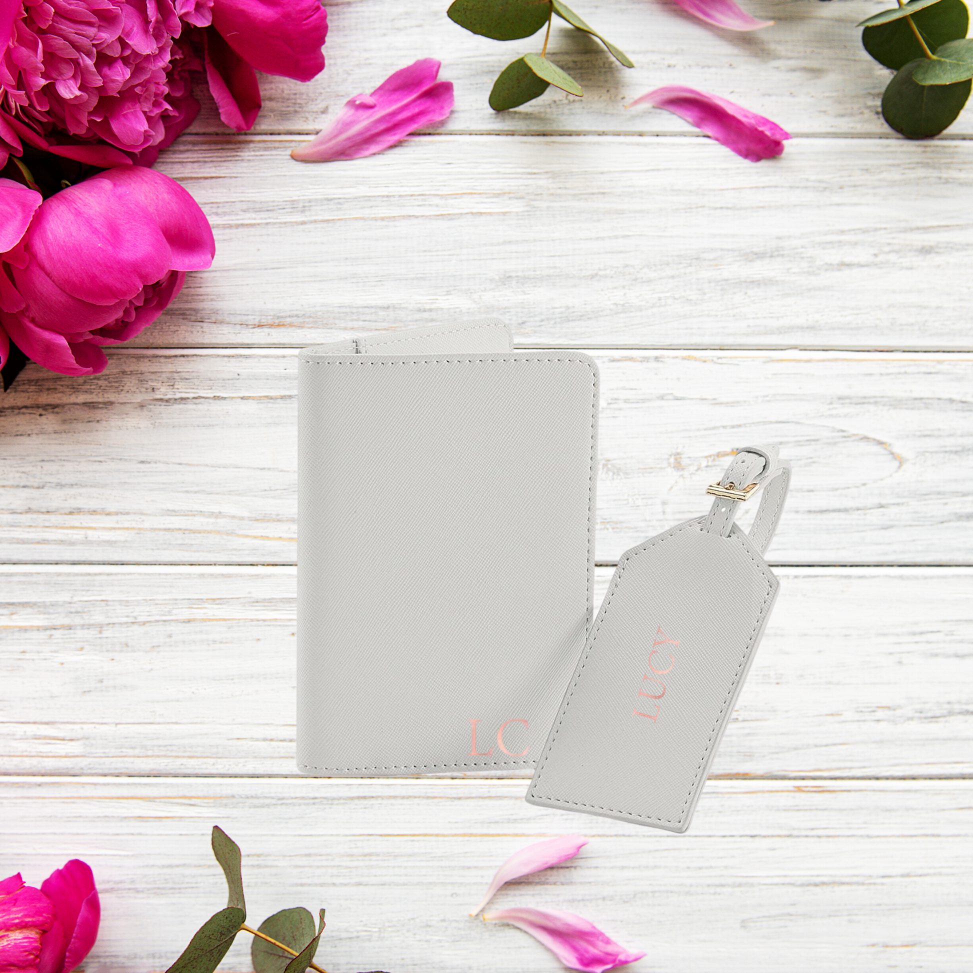 Personalised Travel Set, Personalised Luggage tag and passport wallet, Travel wallet set customised, Bridesmaid Gift - Bijoux Lucy