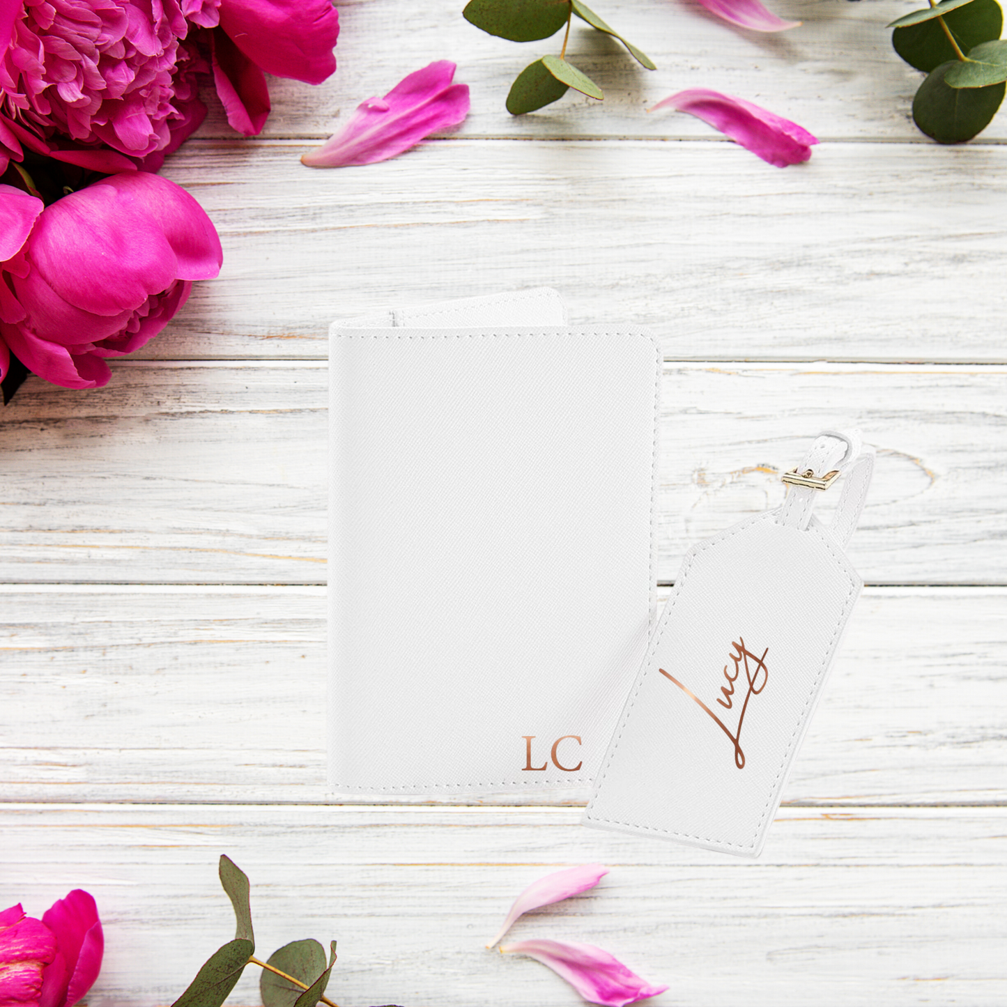 Personalised Travel Set, Personalised Luggage tag and passport wallet, Travel wallet set customised, Bridesmaid Gift - Bijoux Lucy
