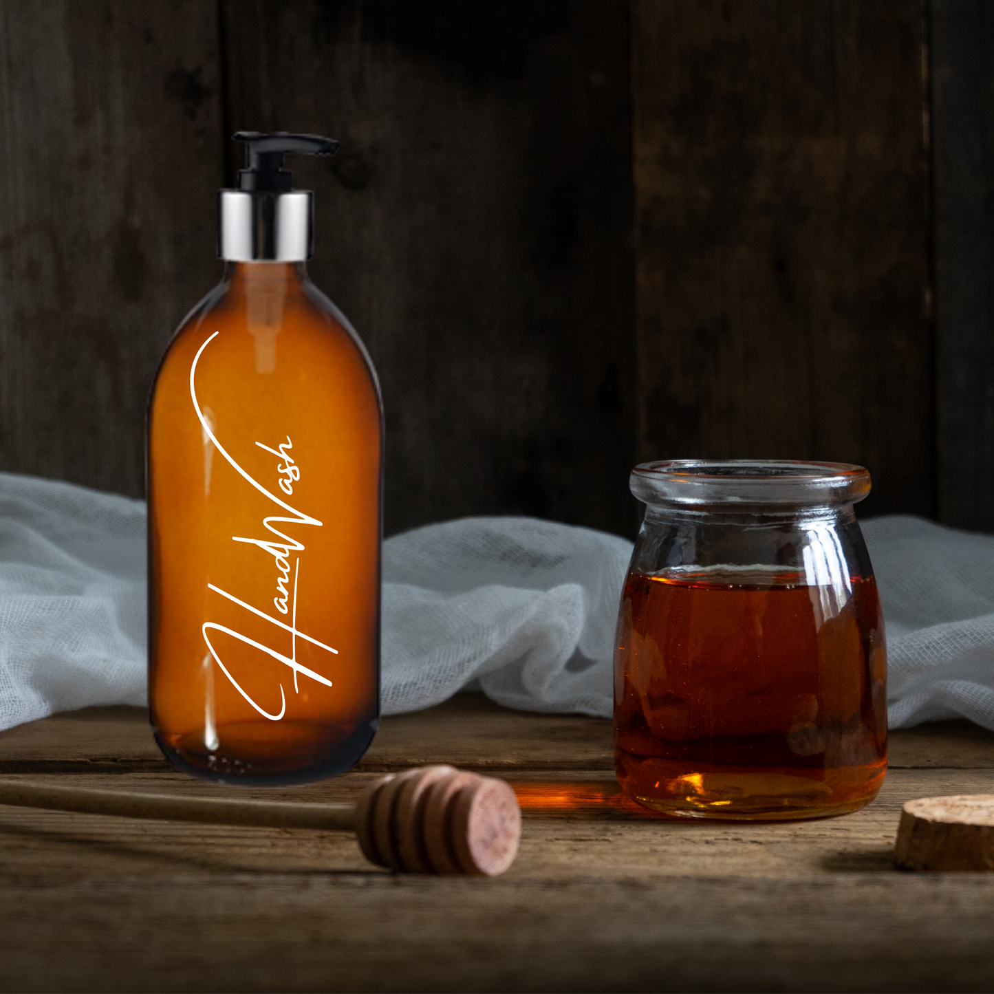 Dark Honey and Oak Luxury Liquid Handwash in Glass Bottle - Bijoux Lucy