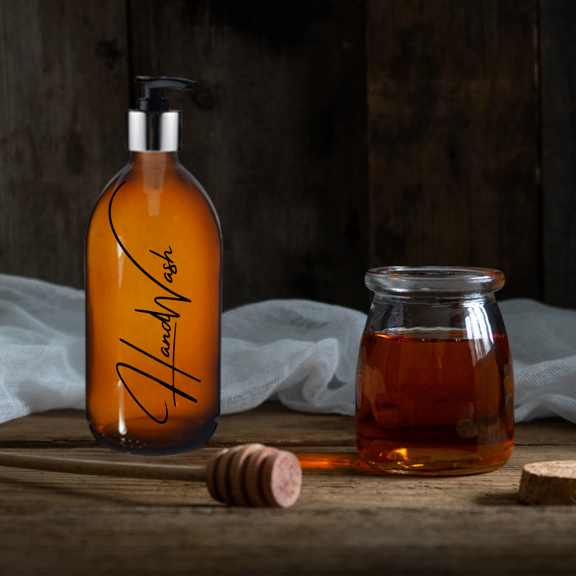 Dark Honey and Oak Luxury Liquid Handwash in Glass Bottle - Bijoux Lucy
