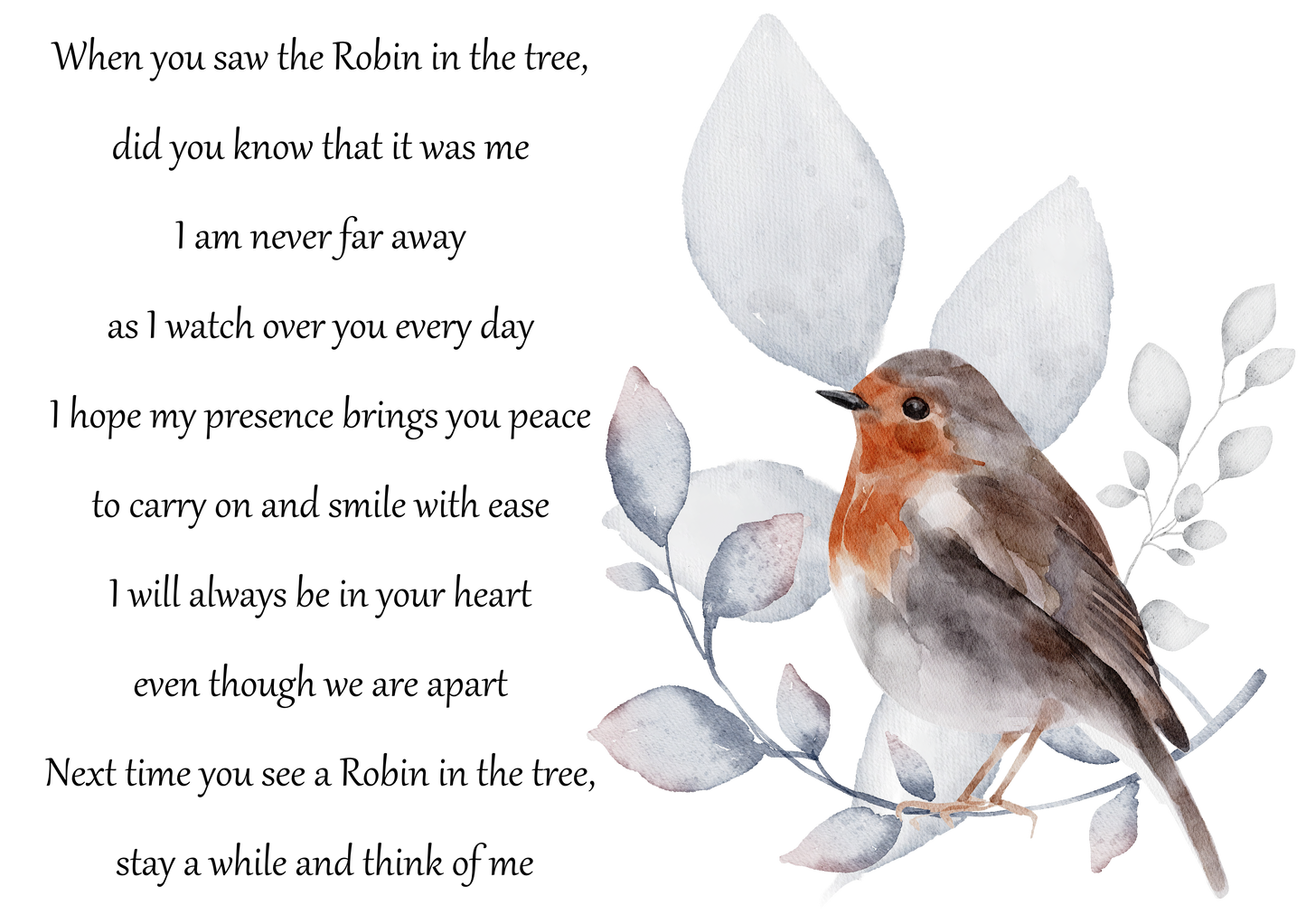Memorial Cushion, Robin Verse, Personalised Remembrance Gift, Memorial Gift for Loss - Bijoux Lucy