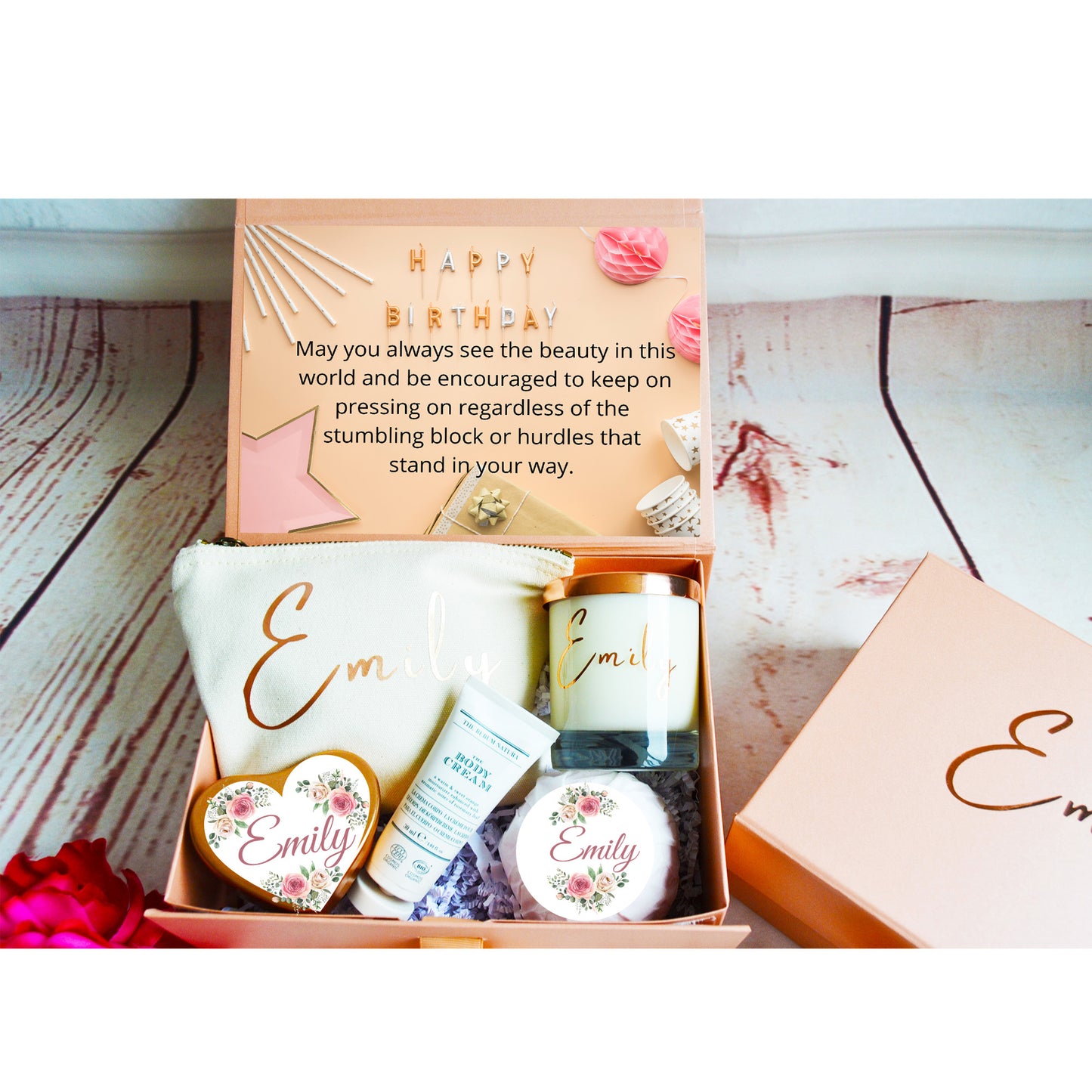Happy Birthday Gift Box, Personalised Gift Box, Happy Birthday Gift, Birthday Gift For Her, Candle Gift Set, Gift Set For Her, Gift Set - Bijoux Lucy