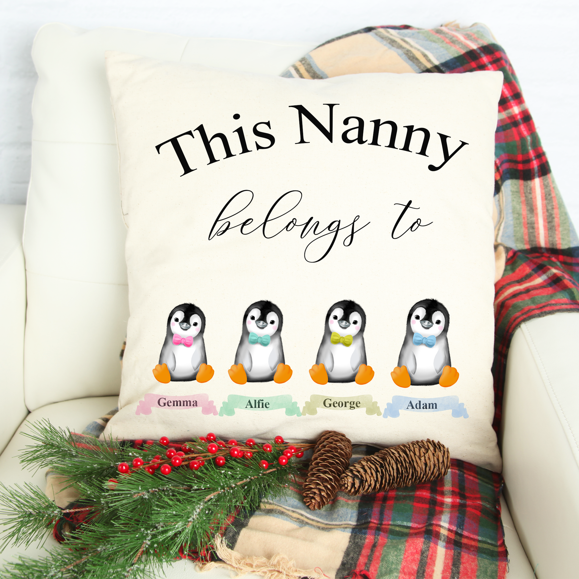 Personalised Christmas Gift for Nan, This Nanny Belongs to Pillow, Christmas Gift for Grandma, Personalised Pillow - Bijoux Lucy
