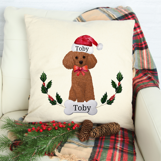 Personalised Christmas Pet Cushion, Cuckapoo Christmas Cushion, Personalised Christmas Pet Gift, Gift for Puppy, Dog Cushion - Bijoux Lucy