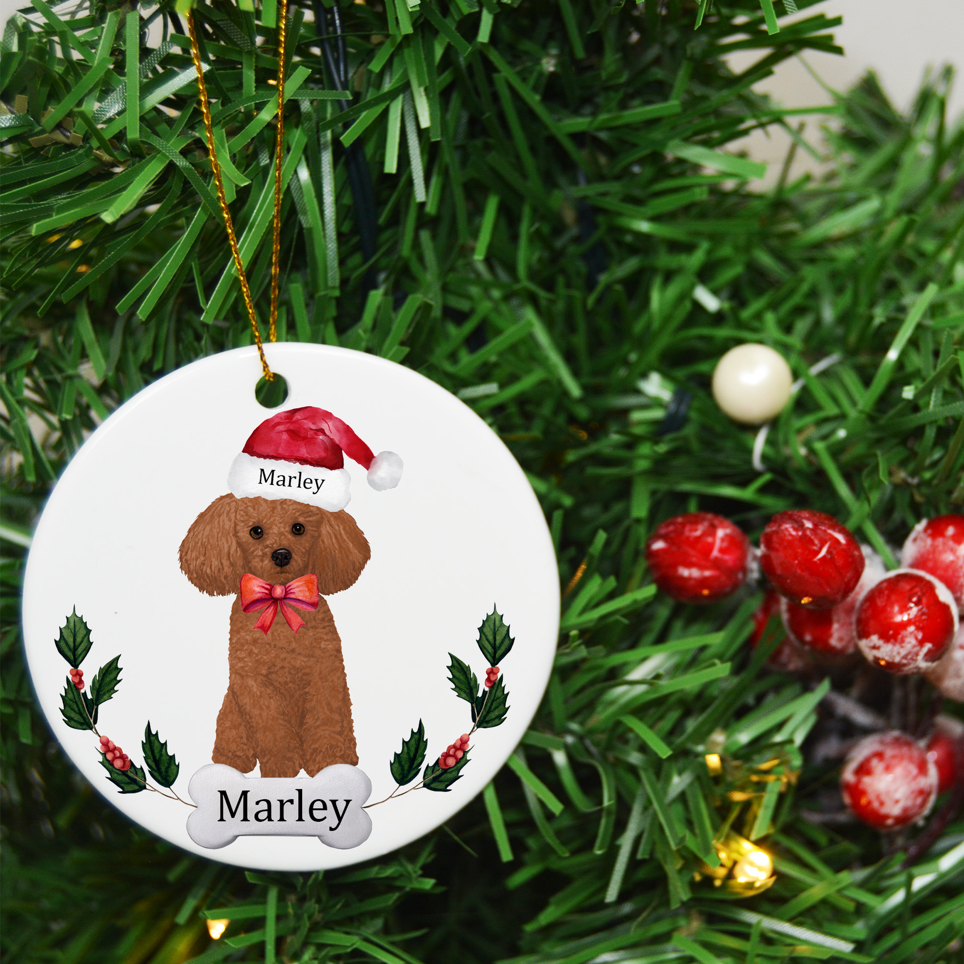 Puppies first Christmas Ornament, Dog Christmas Ornament, Personalized dog ornament, Ceramic Christmas Ornament - Bijoux Lucy