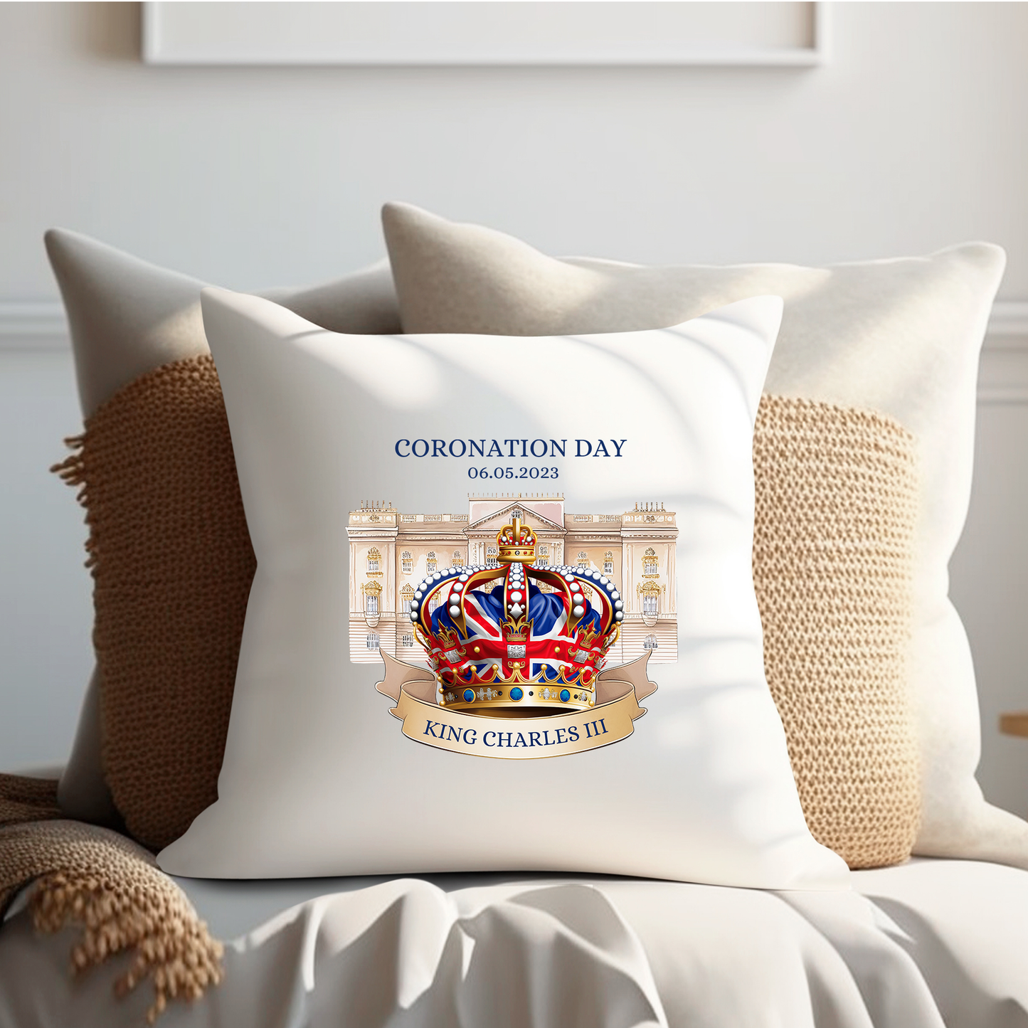 King Charles III Coronation Cushion, Limited Edition Pillow, Official Logo, Coronation 2023,Memorabilia - Bijoux Lucy