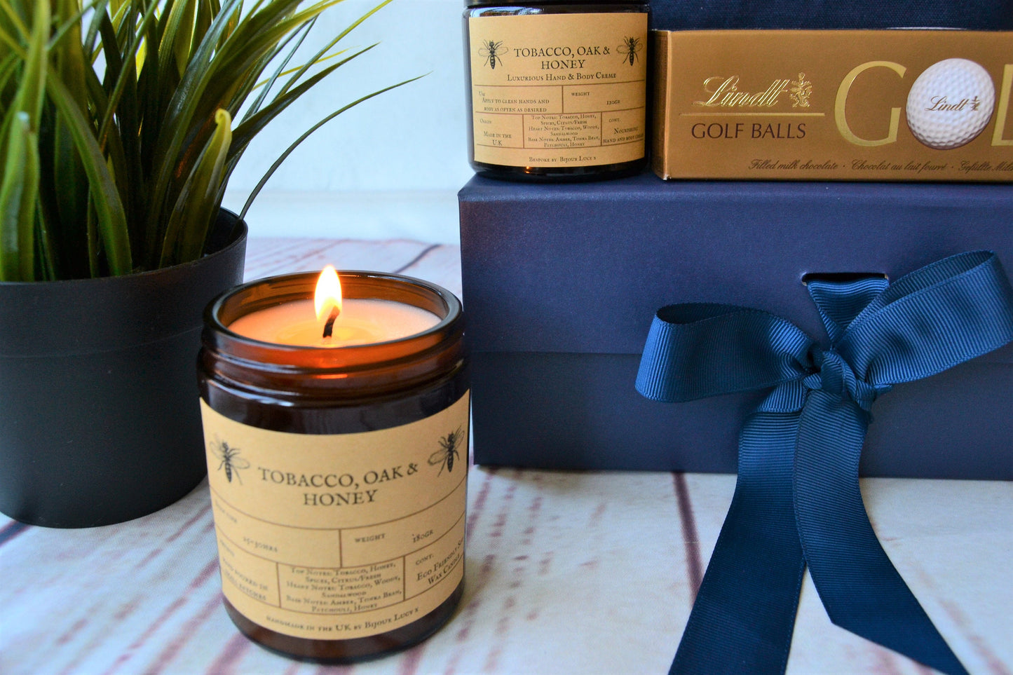FATHERS DAY GIFT - Navy Blue Gift Bag - Mens Gift Box - Gift Box With Card - Fathers Day Card - Bijoux Lucy