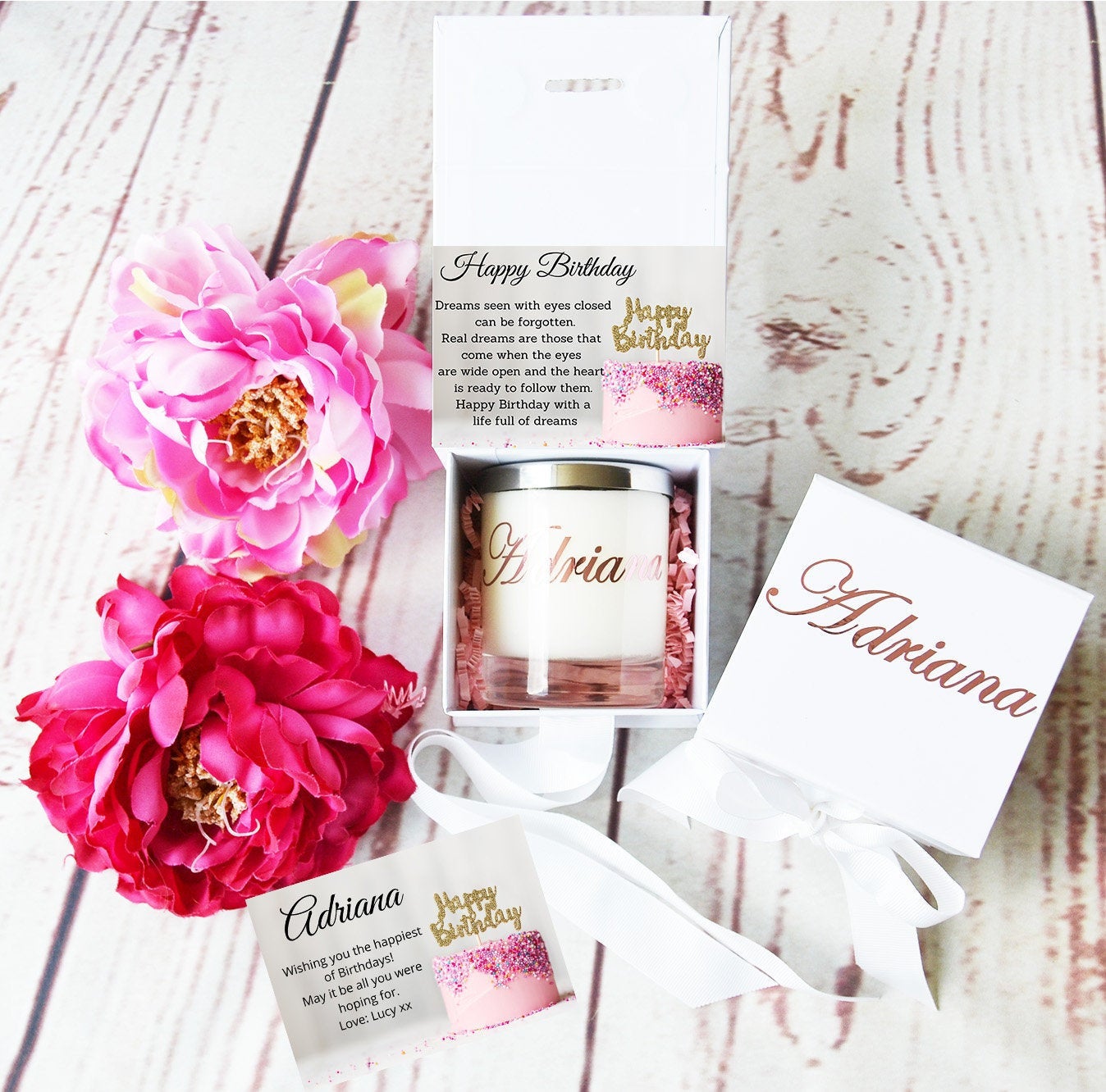 Birthday Gift for friend. Personalised Candle Gift. Thoughtful Custom Candle. Gift Box with Ribbon. Personalised Gift - Bijoux Lucy