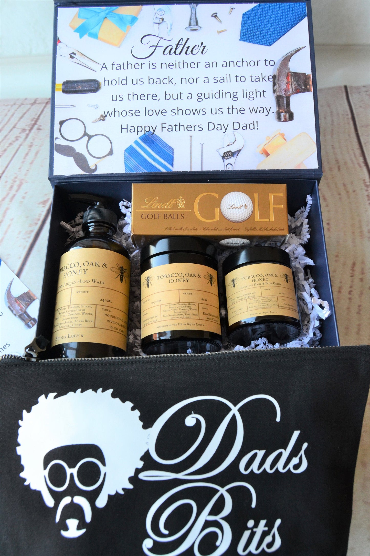FATHERS DAY GIFT - Black Gift Bag - Mens Gift Box - Gift Box With Card - Fathers Day Card - Bijoux Lucy