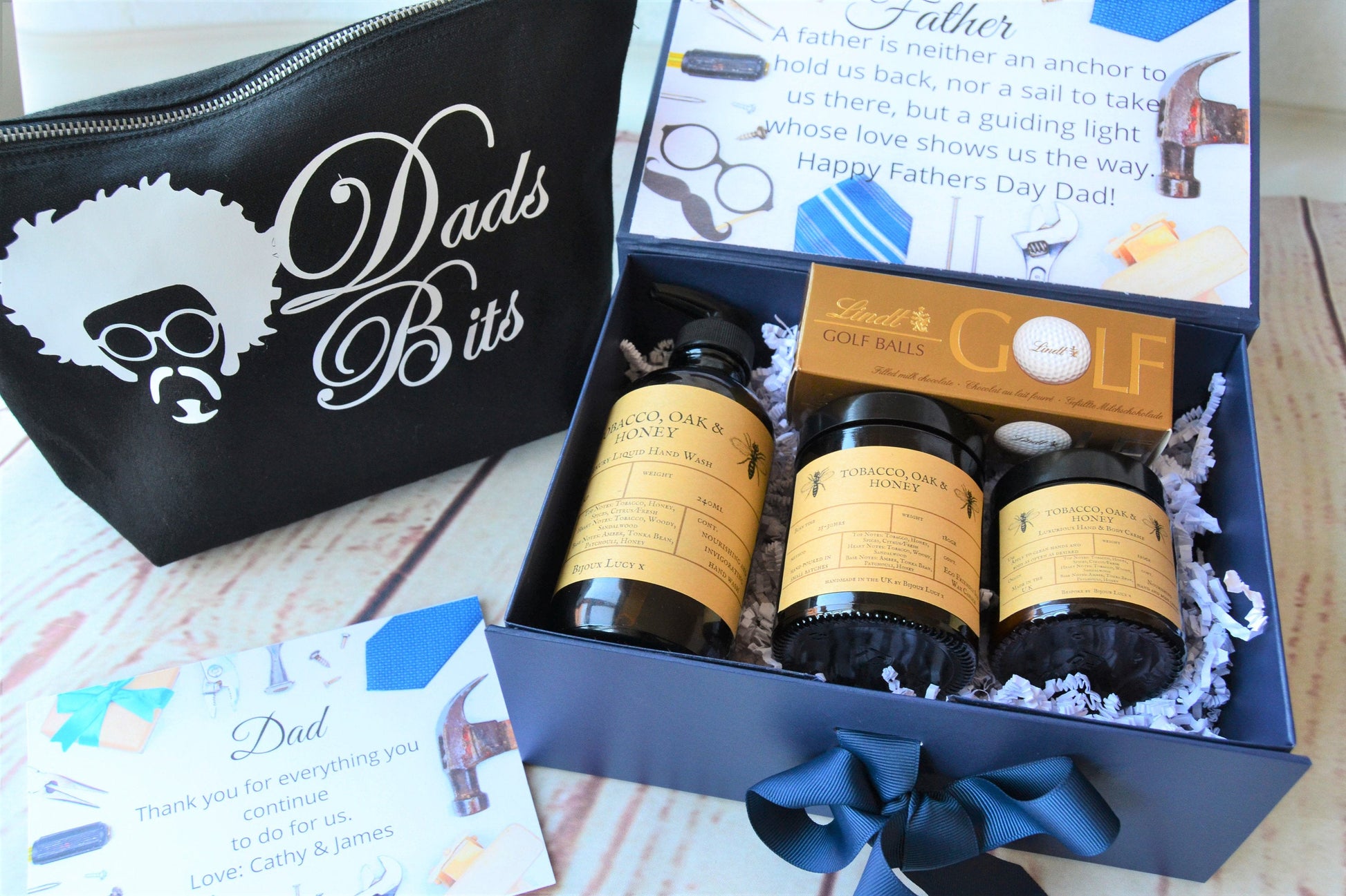 FATHERS DAY GIFT - Black Gift Bag - Mens Gift Box - Gift Box With Card - Fathers Day Card - Bijoux Lucy
